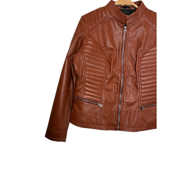 NEW! REAL LEATHER WOMEN'S JACKET COLOR BROWN /TAN SIZE L - Picture 3 of 13